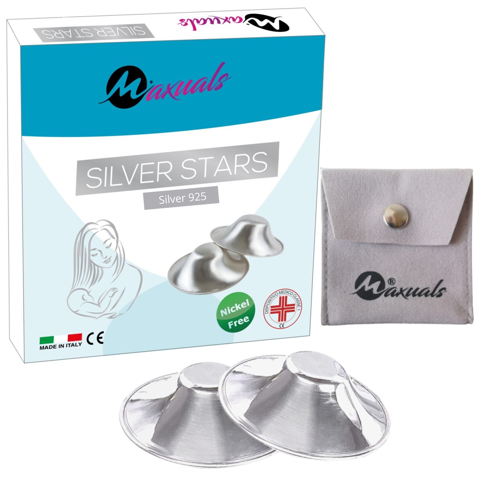Coppette Argento capezzoli paracapezzoli in Argento puro cura naturale ragadi