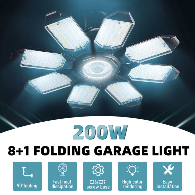LED Garage Light 9000000LM Super Bright Work Shop Ceiling Lights Deformable Bulb LED Garage Light 9000000LM Super Bright Work Shop Ceiling Lights Deformable Bulb