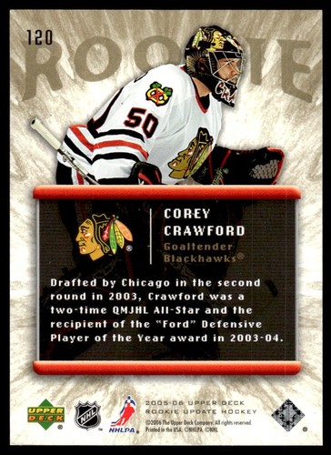 2005-06 Upper Deck Rookie Update Corey Crawford Rookie /1999 Chicago Blackhawks - Picture 2 of 2