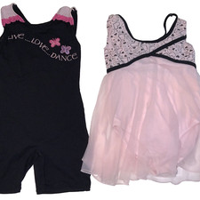 Dance Leotards Live, Love, Dance Pink Black Hearts Butterflies Size 6-7-8