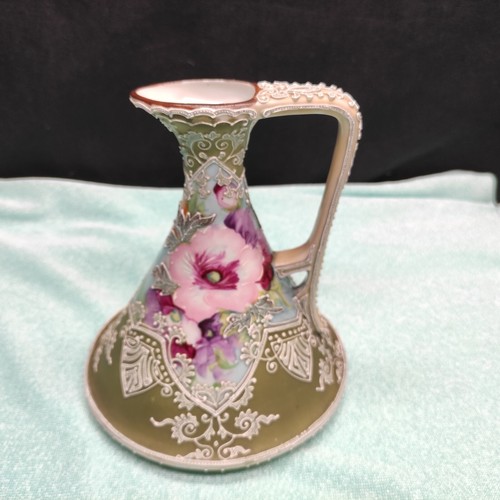 Antique Nippon Japanese Porcelain Hand Painted Moriage Ewer/Pitcher with Handle - Picture 18 of 19