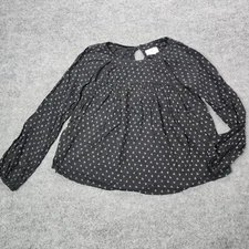 Denim & Supply Ralph Lauren MEDIUM Black Floral Boho Blouse Top Long Sleeve