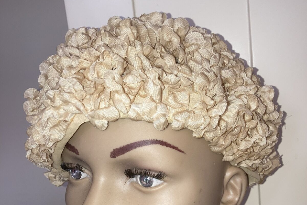 Rare Harrods Ltd of Knightsbridge Vintage 1950s/60s Cream Hat, Size M, Goodwood? 2