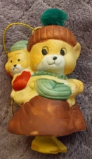 Jasco-Caring Critter Chimers-Bell-Bisque Porcelain-Christmas Ornament-Bear