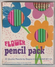 Vintage 1970s Factory Sealed Empire Pencil Co. Shelbyville FLOWER POWER PENCILS