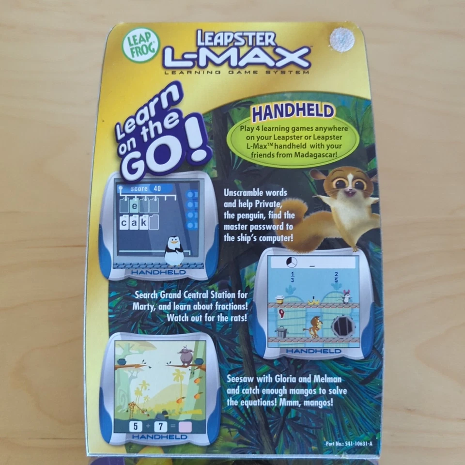 LeapFrog Leapster L-Max Learning Game System Cartridge Madagascar Ages 6-8 NOS - Image 4 of 4