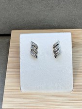 9ct White & Yellow Gold Wave Diamond Earrings