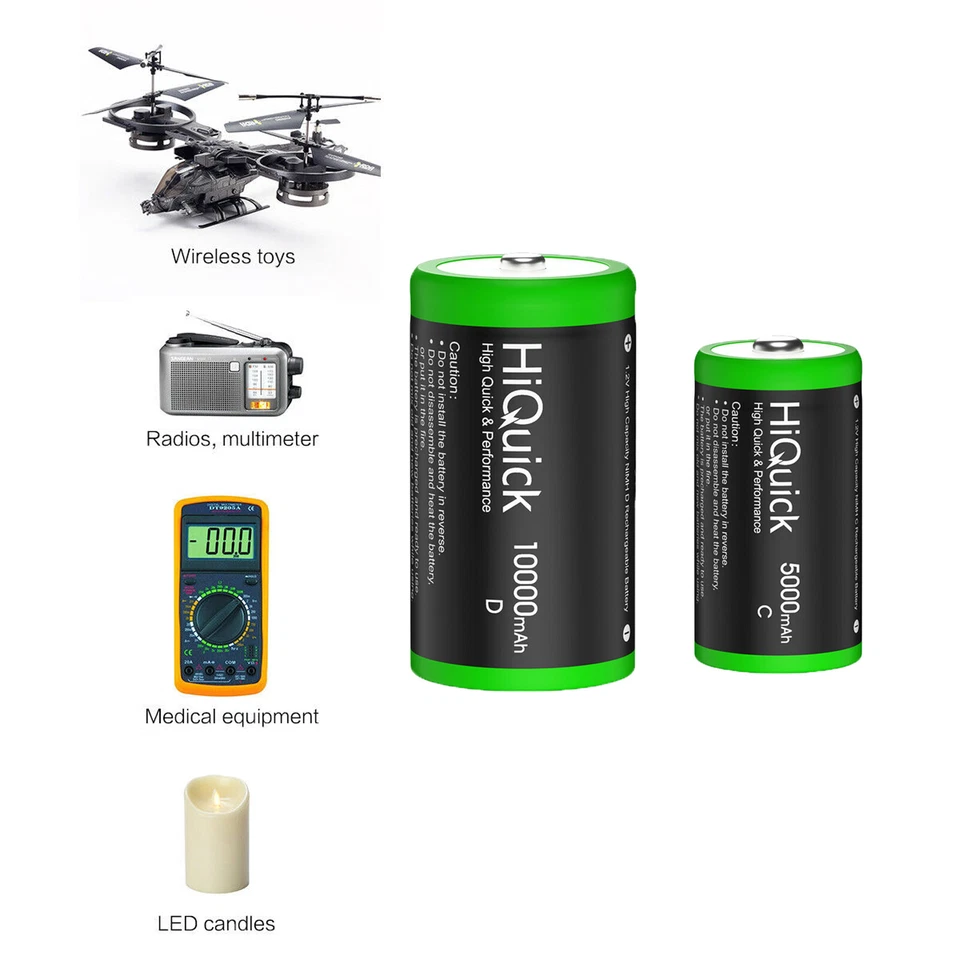 C ,D Size/ C ,D Cell NiMH Rechargeable Batteries Pack / Optional Charger Lot - Image 3 of 4