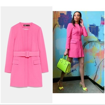 zara pink belted dress