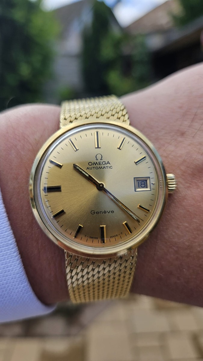 93 51 gram Omega Automatic geneve 1960 gold 750 vintage watch eBay