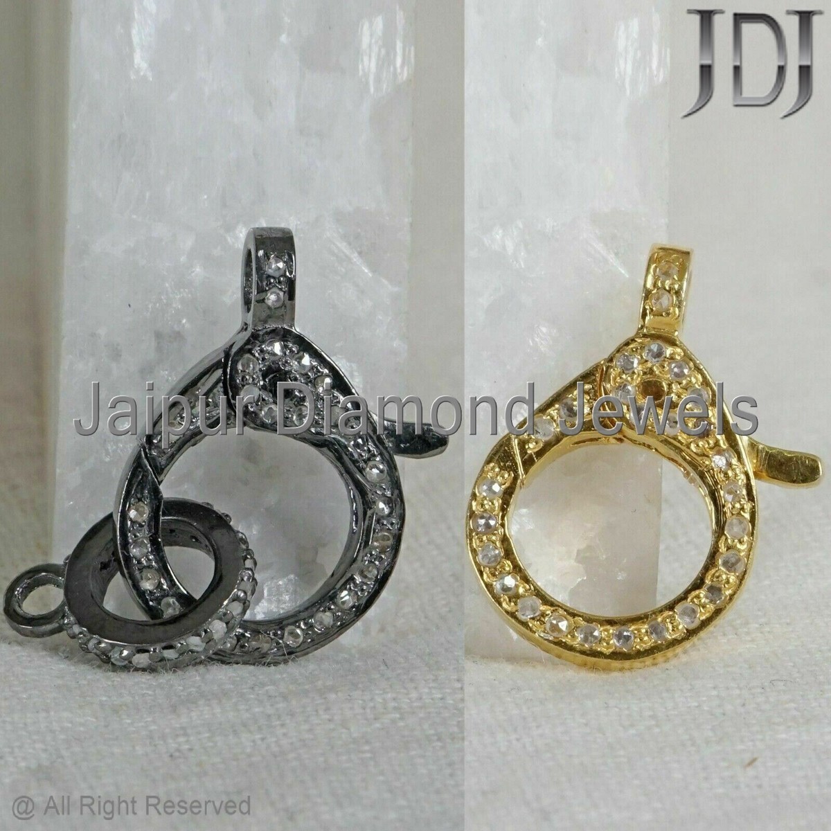 Solid 925 Sterling Silver Jewelry Natural Pave Diamond Lobster