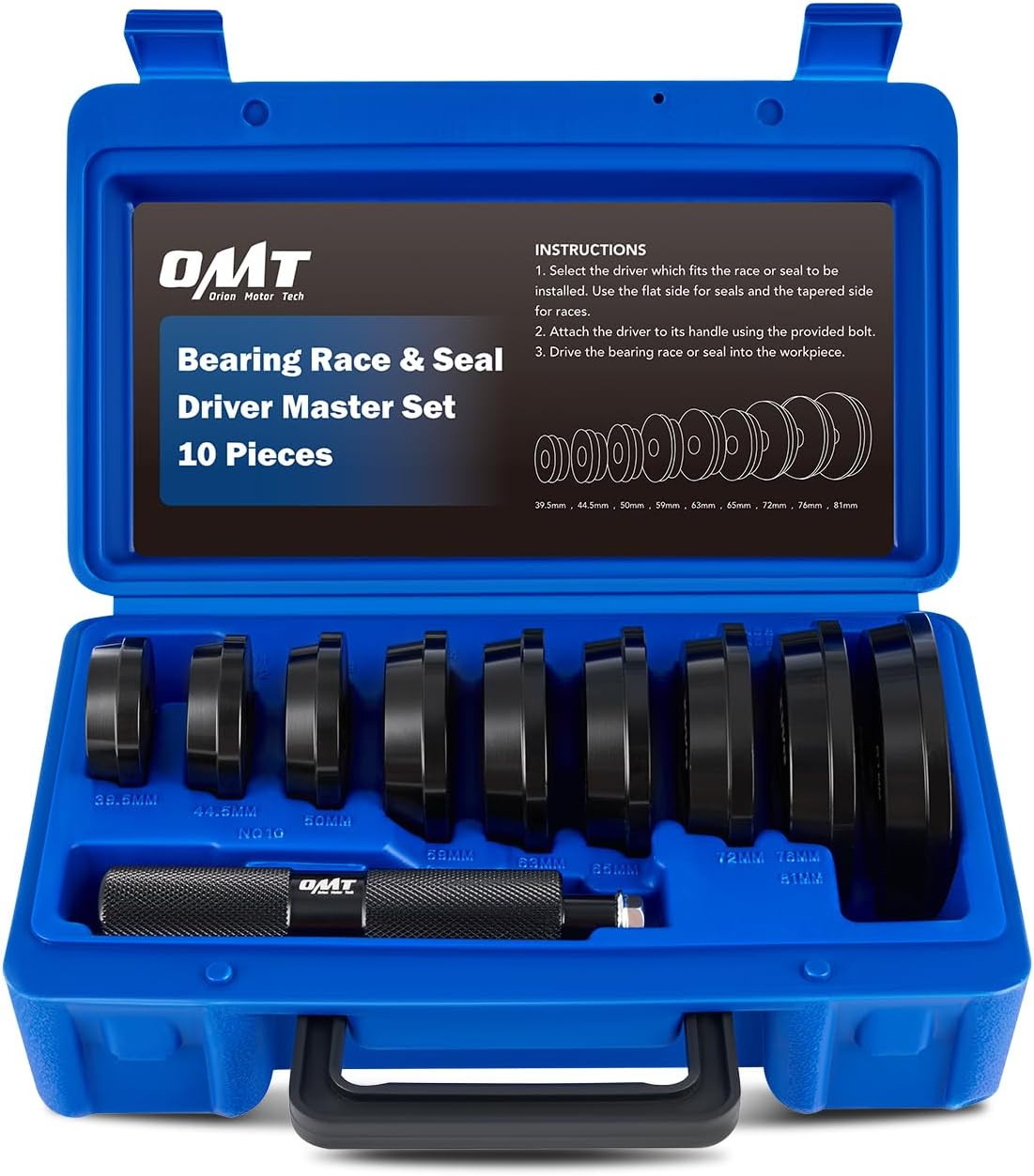 Bearing Press Kit, 10Pc Bearing Race and Seal Driver Set with Seal Driver and 9