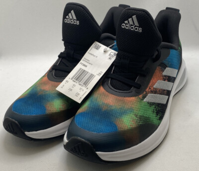 Adidas FortaRun K Black Multi Color Lightweight Sneakers Kids Size