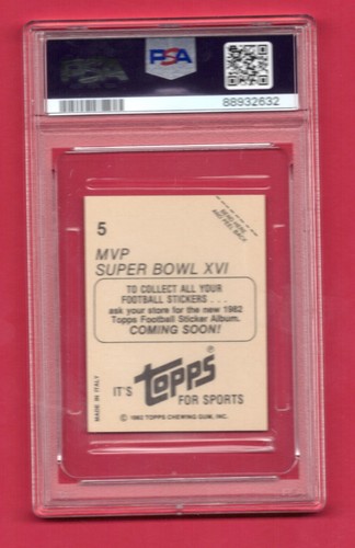 1982 Topps Stickers 5 Joe Montana MVP Superbowl 16 LOW POP PSA 7 NM Football HOF - Picture 2 of 2