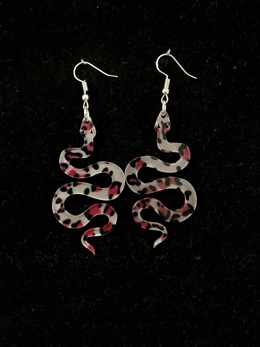 Pink Leopard Print Large Snake Earrings Serpent eBay