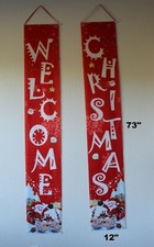 Merry Christmas Banners Front Door Welcome Christmas Porch Banners Red 73" x 12"