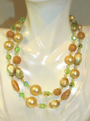 Vendome Grün Kristall Kunstperle Zucker Perlen 2 Stufig Halsband 11k 102