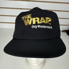 New Vintage Winston the Wrap Cigarettes Adult Black Snapback Cap Hat BHN