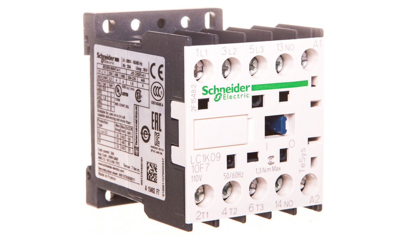 Power contactor 9A 3P 110V AC 1Z 0R LC1K0910F7 /T2UK