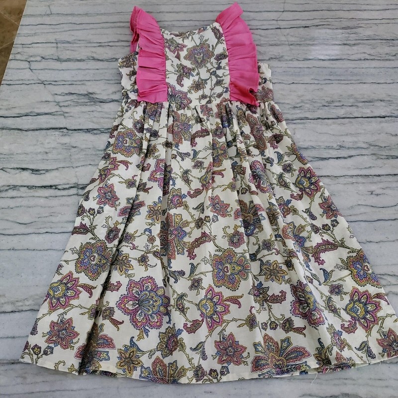 A.T.U.N. Girls Floral Sleeveless Dress with Pink Ruffle Size 7-8Y