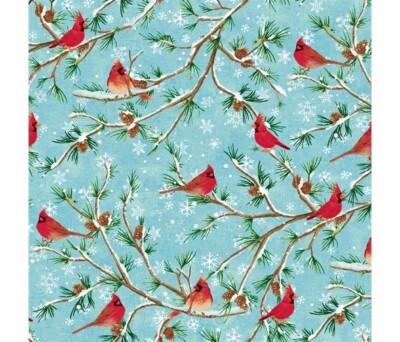 Fat Quarter Studio E s Winterwood Red Cardinal Birds 100% Baumwollstoff
