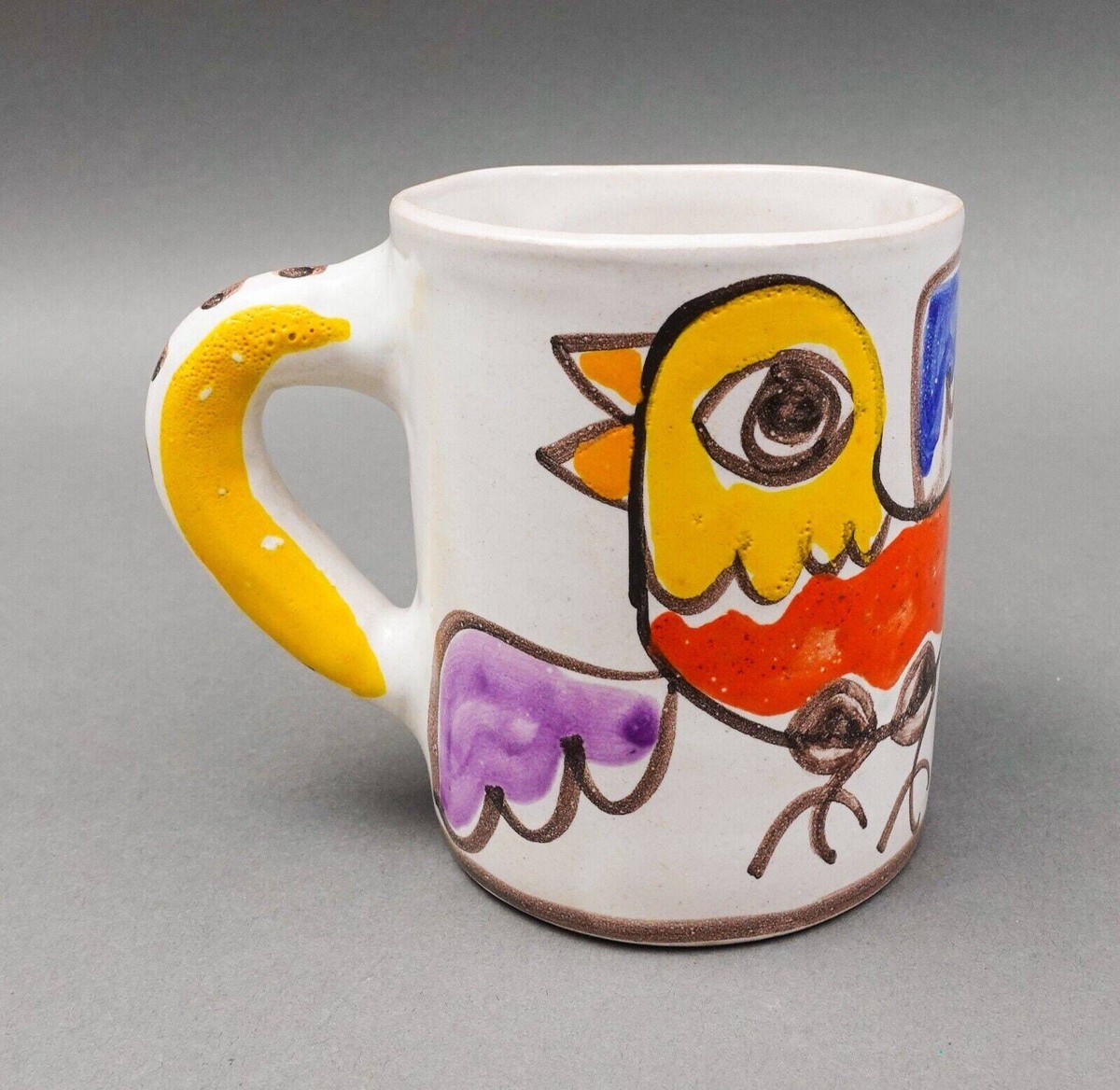 Desimone Italy 65 Signed Vintage MCM Hand Painted Bird Art