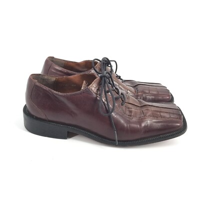 Stacy Adam Leather Oxford Dress Shoes Size 7 Mens Brown Croc  display picture 3