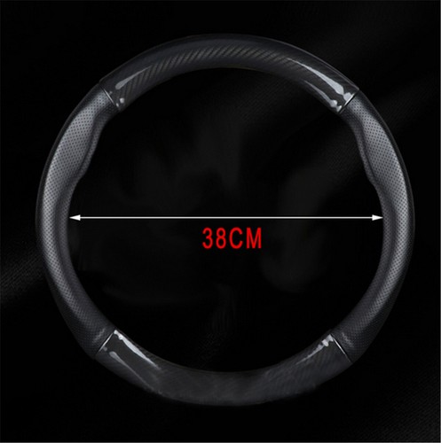 Car Steering Wheel Cover Protector Trim Carbon Fiber Stitching Leather Non-slip - Picture 7 of 11
