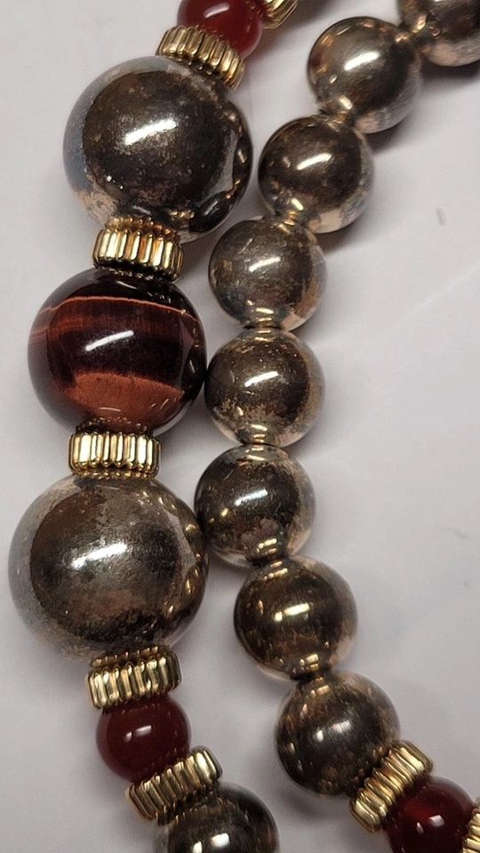 Collar de oro 14k, plata de ley y cornalina y ojo de tigre Foto 4 de 4