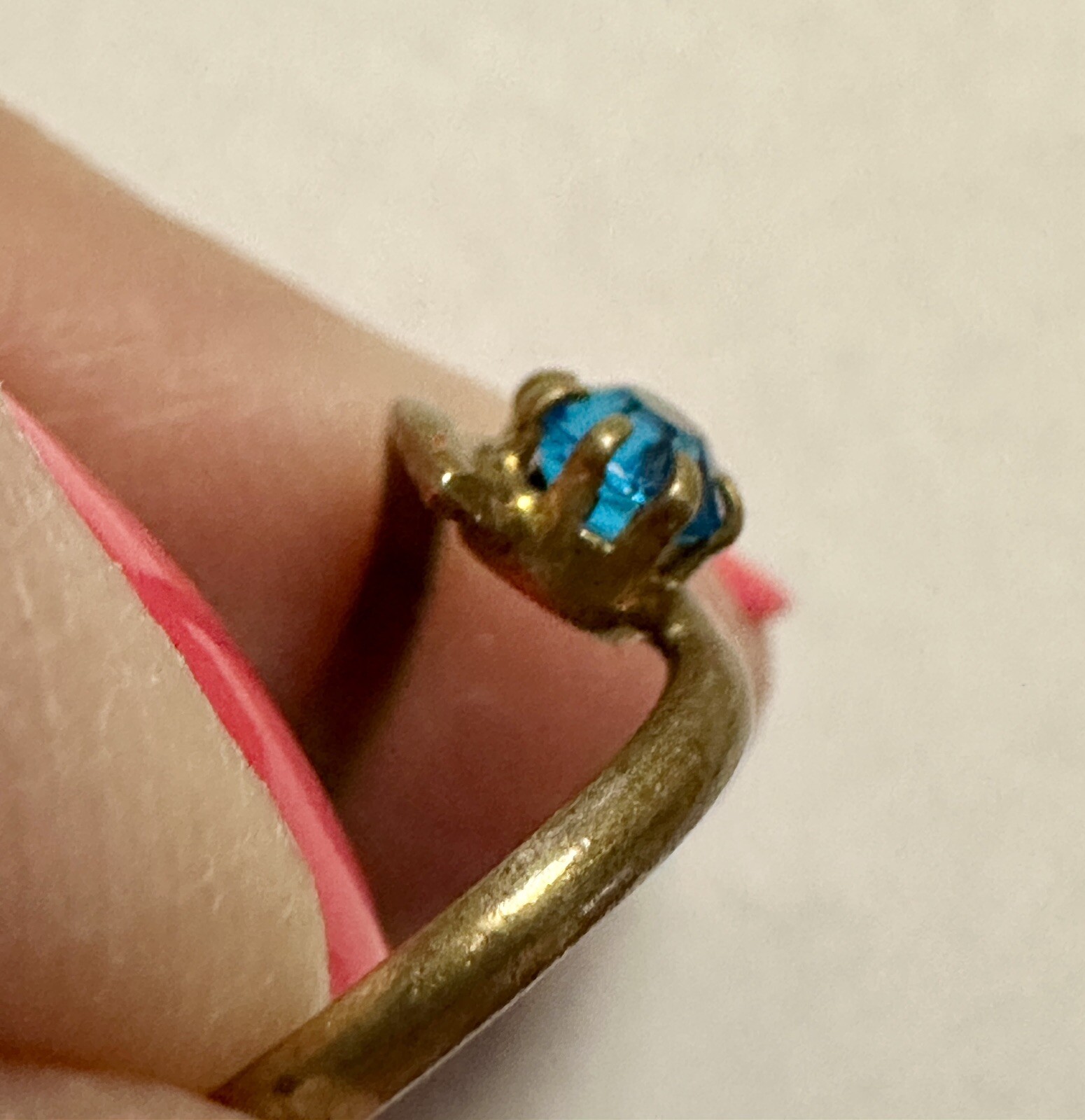 Antique Untested Blue Stone Solitaire Ring - image 4