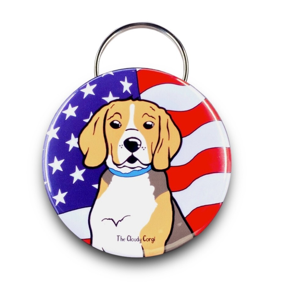 Portachiavi apribottiglie bandiera Beagle cane USA fatto a mano accessori ritratto animale domestico foto 4