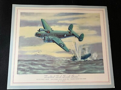 Lockheed Hudson ''Sighted Sub Sank Same'' US Navy   Vintage Print
