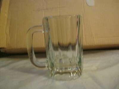 Vintage Handle 10 Sided Clear Glass Beer Mug Stein Root Beer Float 14 oz. 5  #48