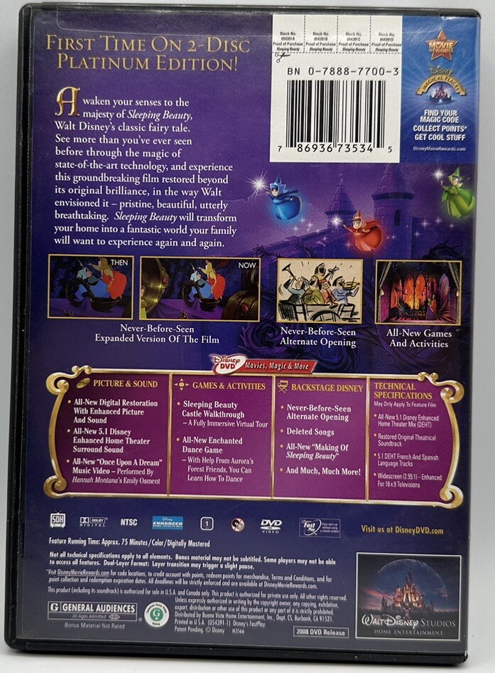 Sleeping Beauty Disney DVD 2Disc Platinum Edition Animation 2008