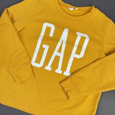 GAP Pullover Sweatshirt Gr M Gelb Senfgelb Vintage Logo Crewneck Classic Unisex