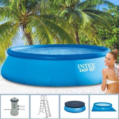 Intex Easy Pool Ø 457 x 107 cm Komplettset Filterpumpe Schwimmbecken Schwimmbad