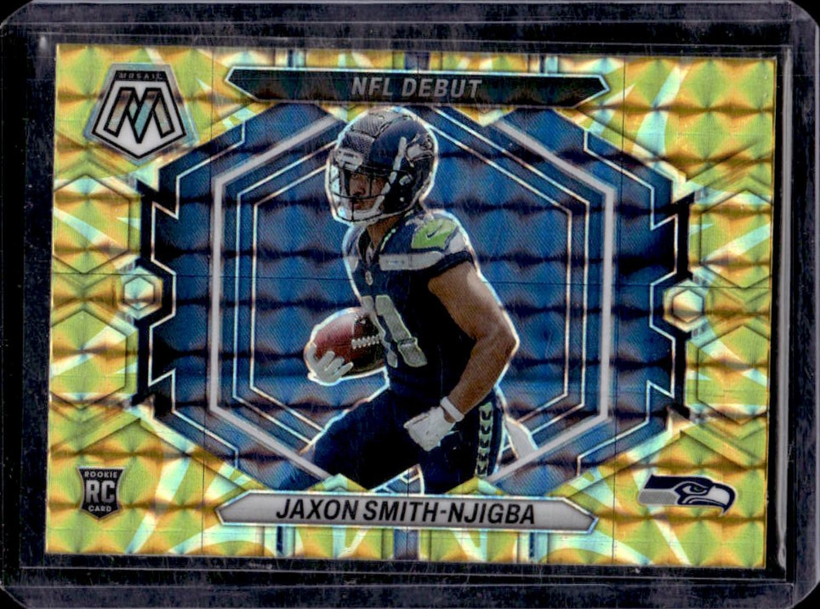 2023 Mosaic Jaxon Smith-Njigba RC Reactive Yellow NFL Debut #ND-12 Seahawks