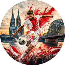 Blechschildrund 20cm Fussball Bundesliga K&ouml;ln  Geschenk f&uuml;r Fan