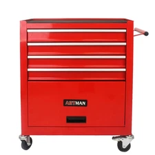 【New】4 DRAWERS MULTIFUNCTIONAL RED TOOL CART WITH WHEELS