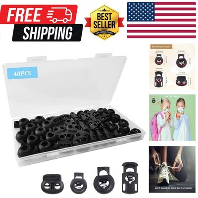 40Pcs Cord Lock, Plastic Cord Locks for Drawstrings, Black Spring Toggle Stop...