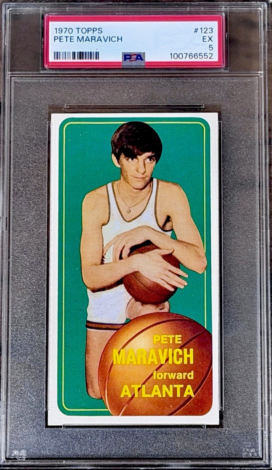 PISTOL PETE MARAVICH 1970 Topps #123 Rookie Card RC PSA 5