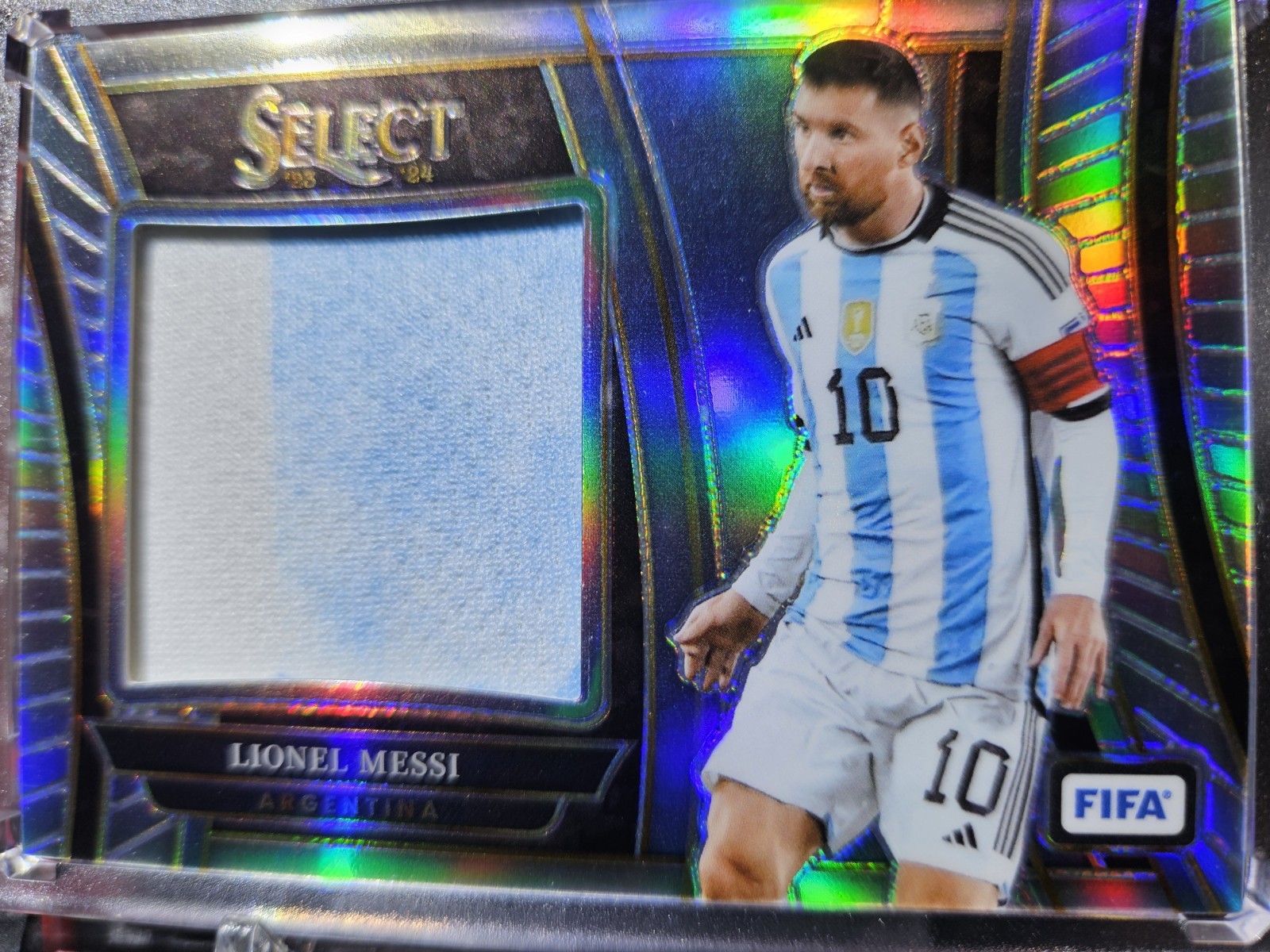 LIONEL LEO MESSI PANINI SELECT SILVER PRIZM JUMBO 2-CLR PATCH ARGENTINA NON-AITO view 7