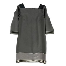 Ann Taylor Dress Womens 6 Black White Square Neck 3/4 Sleeve Business Cocktail