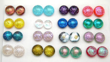 FOR POST EARRINGS Lot 32 pcs TINY round DICHROIC FUSED GLASS P7 CABS CUFFLINK