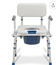 Loyoda Drop Arm Bedside Commode with Padded Seat and Backrest 500lbs...