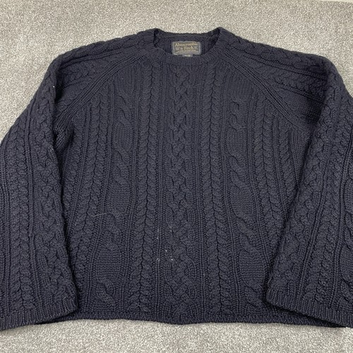 Vintage Abercrombie Fitch Shetland Wool Fisherman Cable Knit Sweater Men XL READ - Image 1