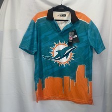 NFL  Miami Dolphins polo,unique graphic design,team's logo,skyline silhouette,LG