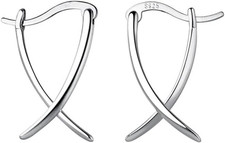 925 Sterling Silver X Hoop Earrings for Women Teens Minimalist Hoop Earrings Hug