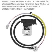 Washer Lid Switch for Whirlpool Maytag 3 Wire Washer Lid Switch Door Latch 