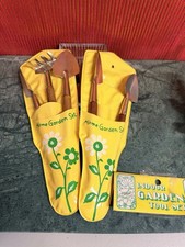 Vtg Home Gardening Set by Bibi 5 Piece Wood Handle with Vinyl Holder British HK